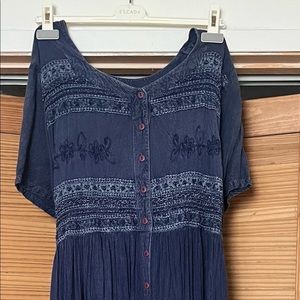 Maxi length denim look dress